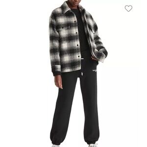 The Kooples Black & White Plaid Utility Oversized Jacket Size Small or 34